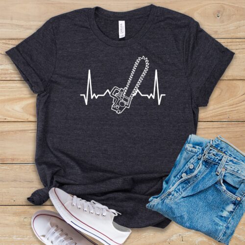 Chainsaw Heartbeat Funny Horror Movie Lover Shirt image 0