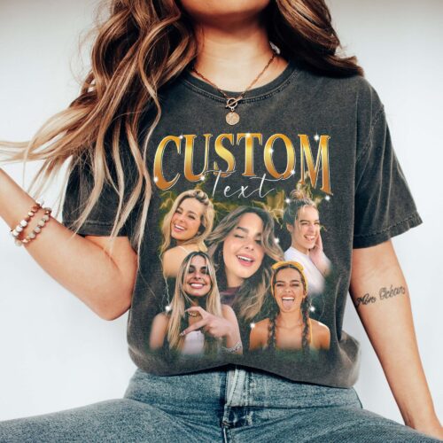 Custom Photo Vintage Washed Shirt Bootleg Family Unisex Tee Retro 90s Gift image 0