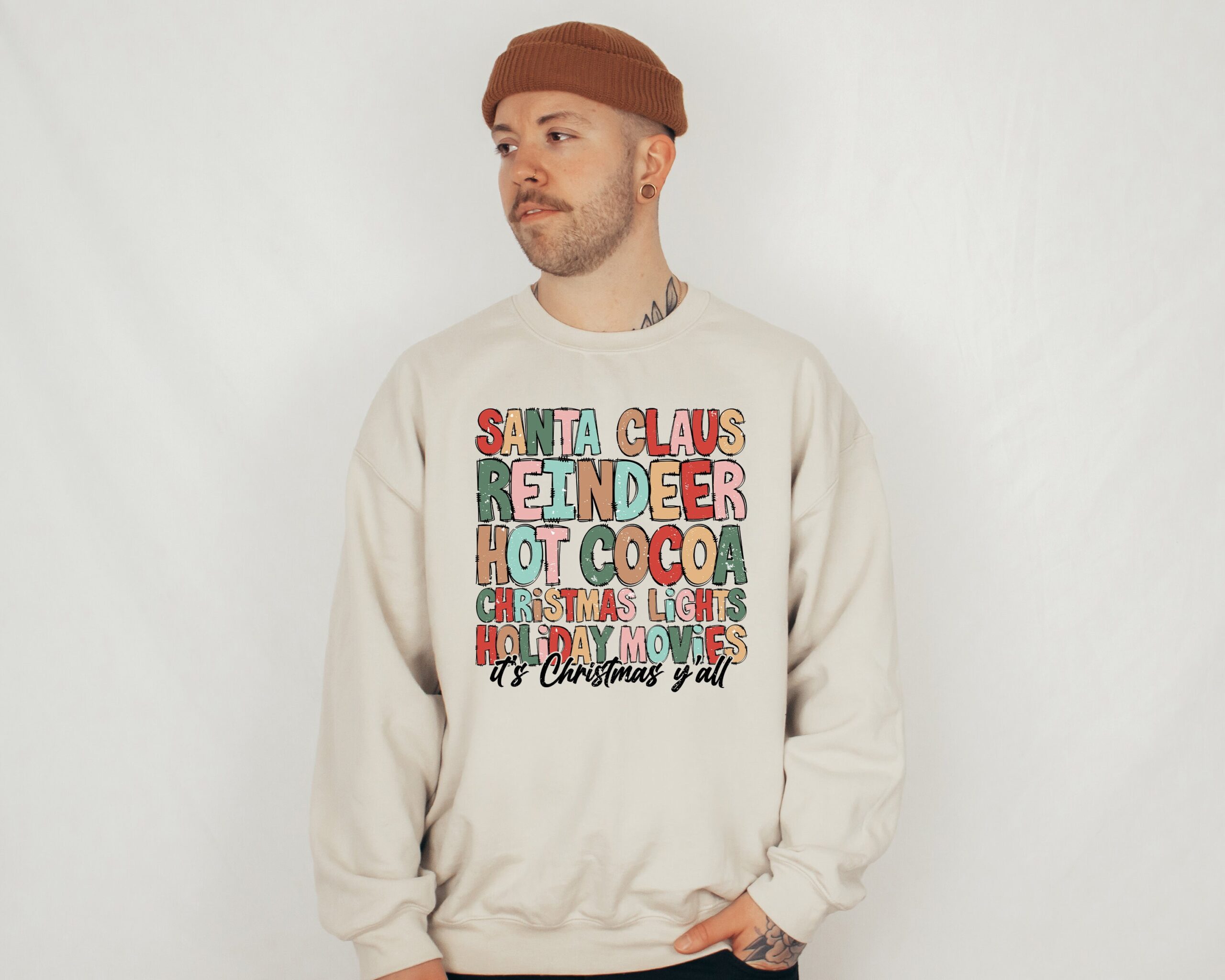 Santa Reindeer Hot Cocoa Christmas Lights Holiday Movies Shirt image 2