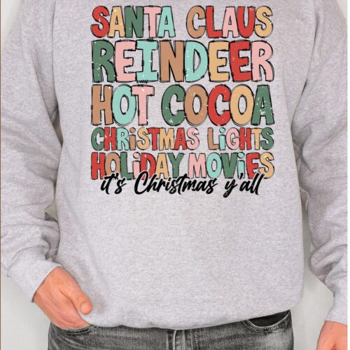 Santa Reindeer Hot Cocoa Christmas Lights Holiday Movies Shirt image 0