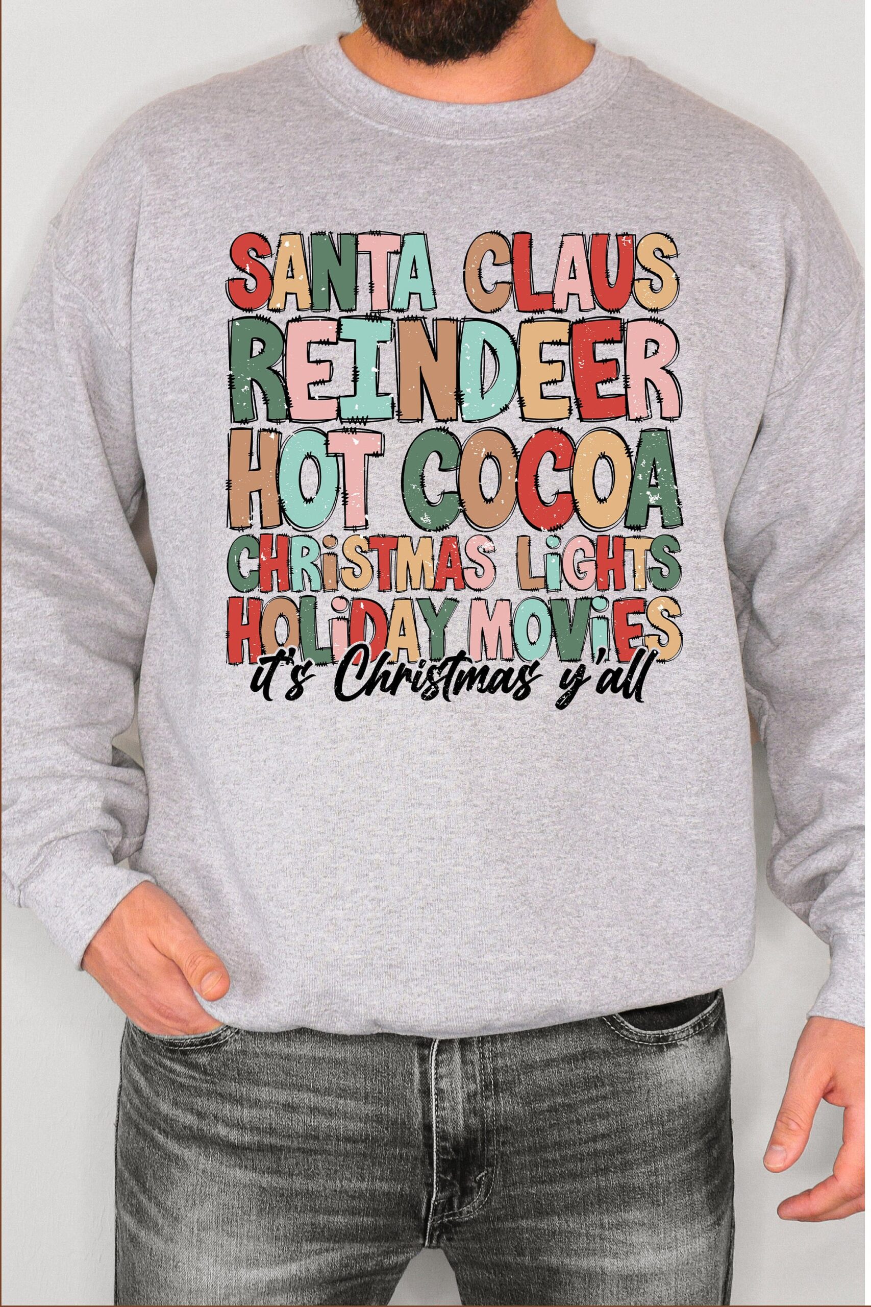 Santa Reindeer Hot Cocoa Christmas Lights Holiday Movies Shirt image 0