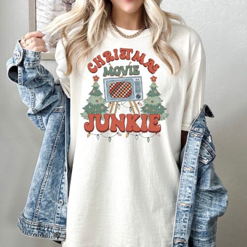 Christmas Family Movie Night Junkie Shirt image 0