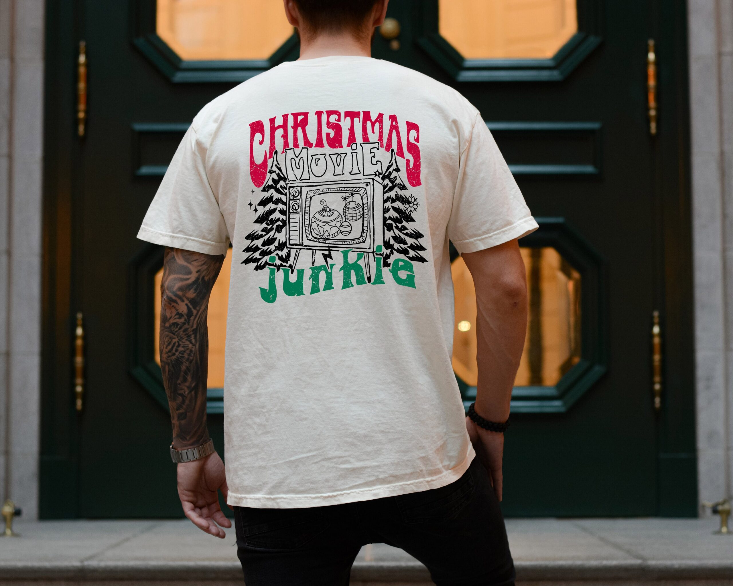 Comfort Colors Christmas Movie Junkie Family Night Junkie Shirt image 3