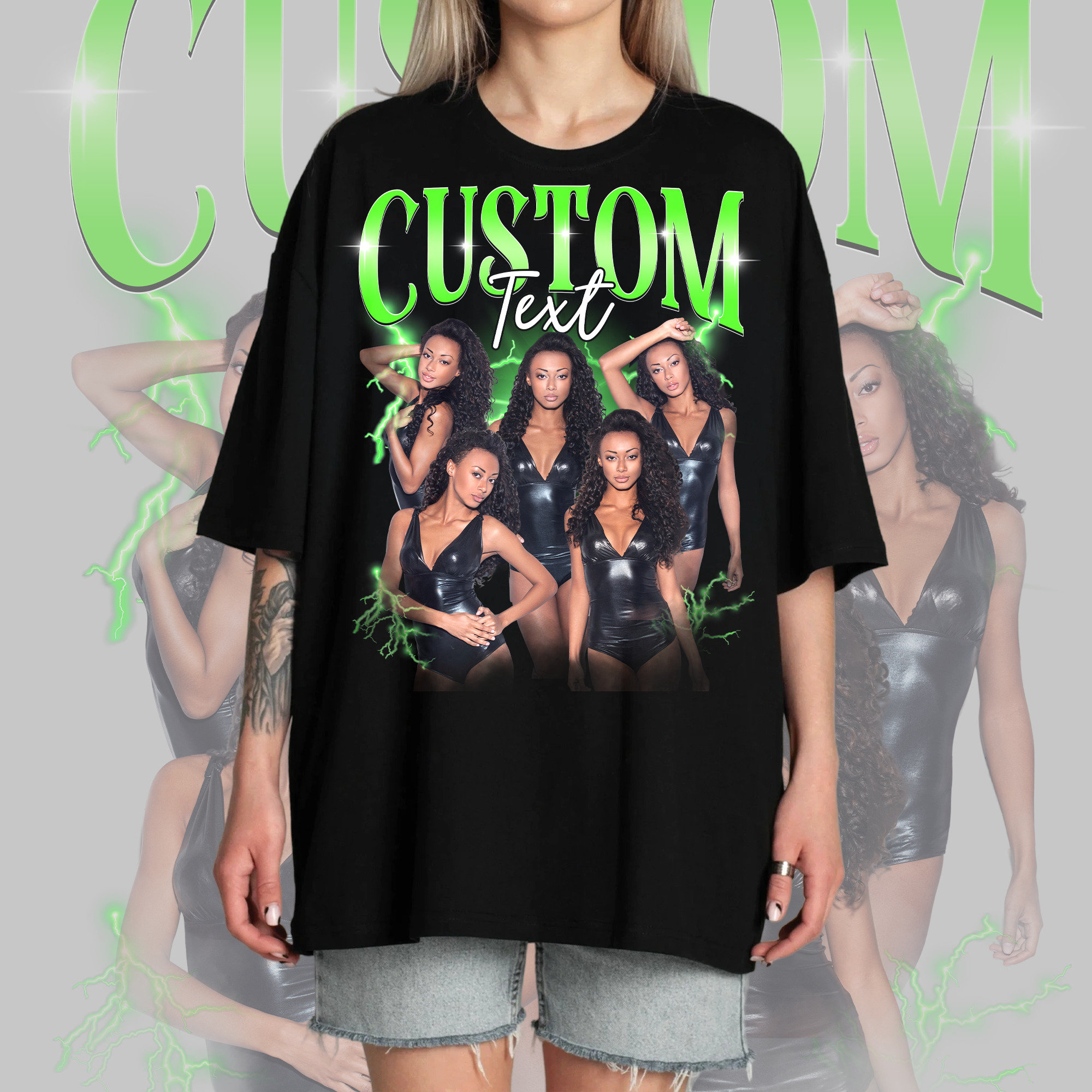 Custom Your Own Bootleg Tee Customize Photo Graphic 90s Girlfriend Shirt image 4