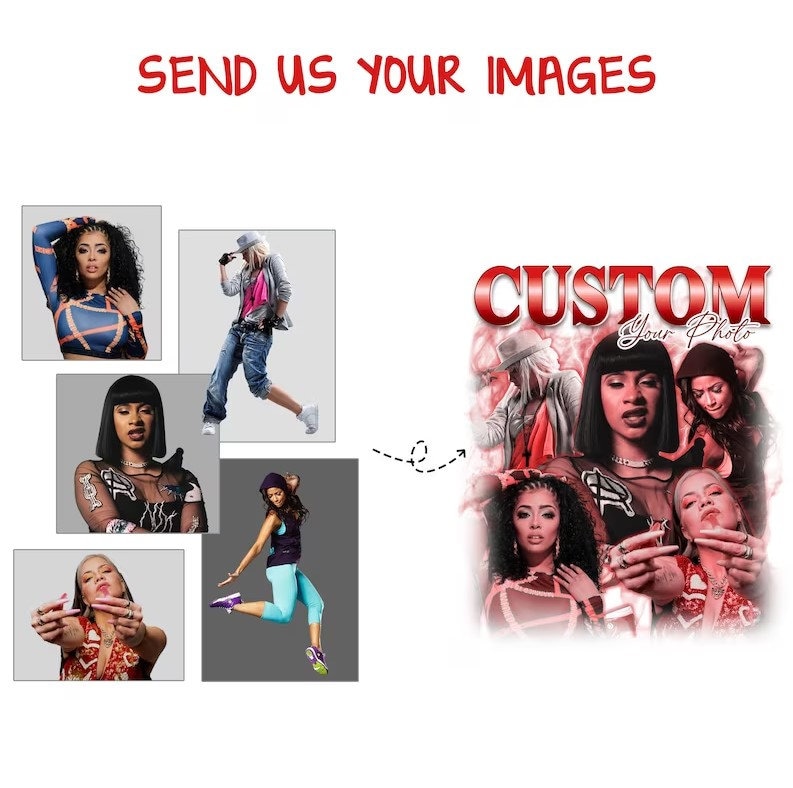 Custom Bootleg Rap Photo Vintage Graphic 90s Insert Your Design Shirt image 3