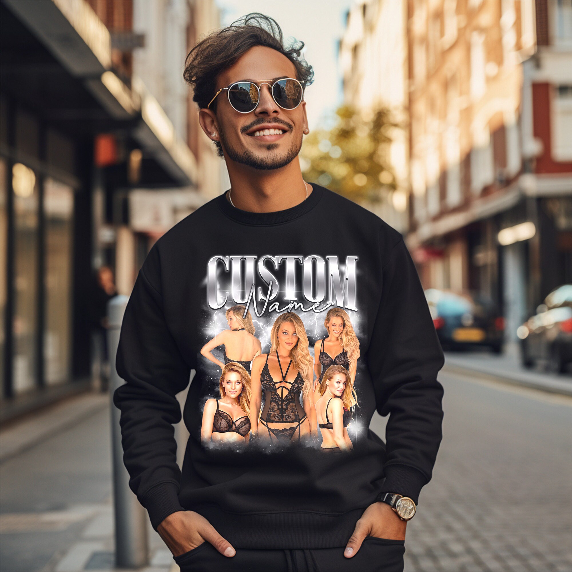 Custom Bootleg Rap Tee Personalized Girlfriend Face Your Own Idea Sublimation Design Shirt image 5