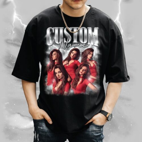 Custom Bootleg Rap Tee Personalized Girlfriend Face Your Own Idea Sublimation Design Shirt image 0