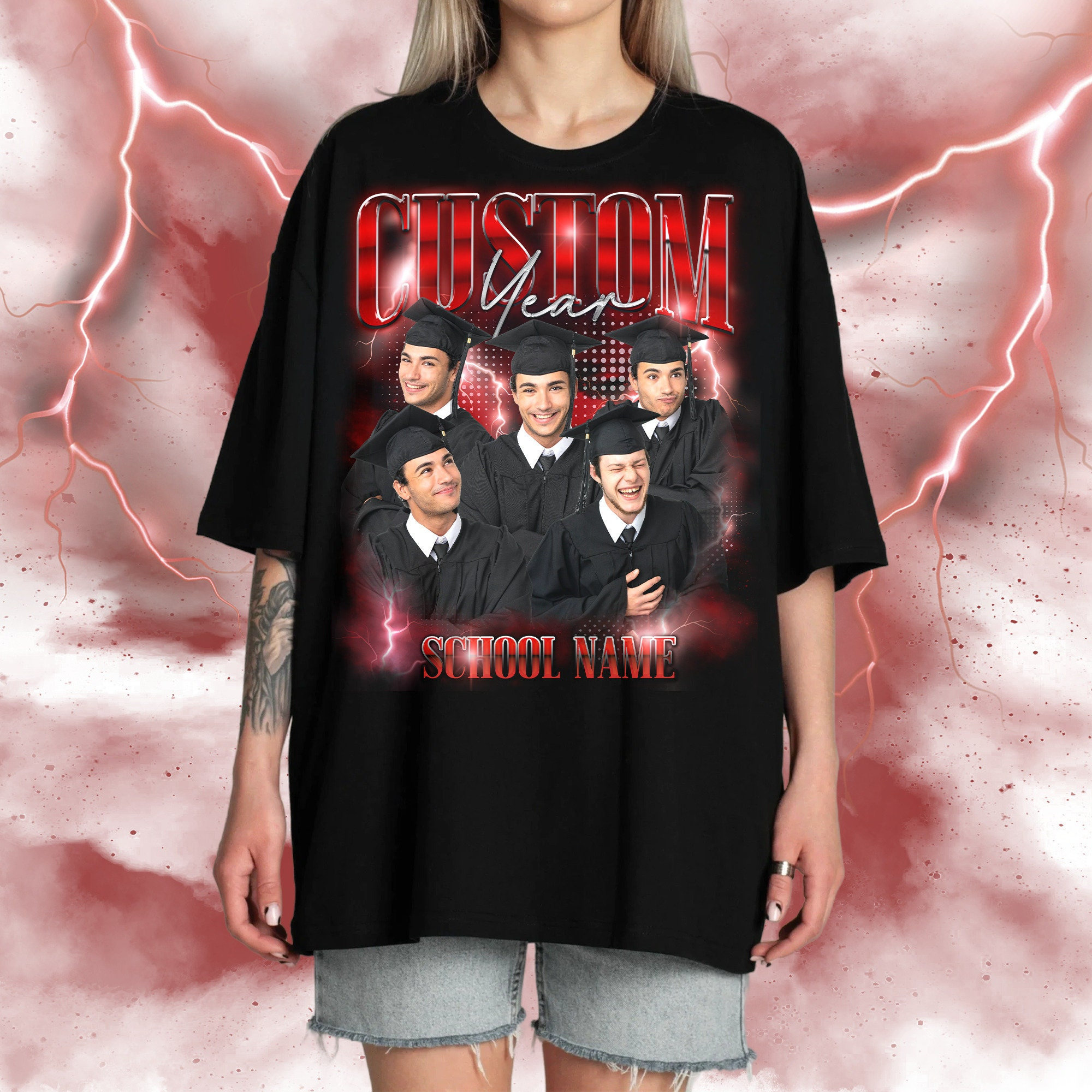 Custom Graduation 2024 Bootleg Senior for College Graduate Customize Your Own Idea Here Shirt image 1