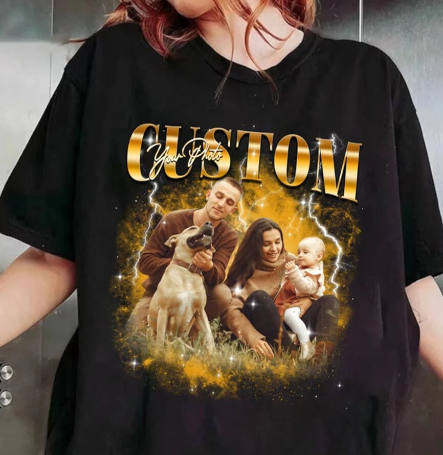 Personalized Bootleg Rap Tee Custom 90s Vintage Shirt Custom Photo Shirt image 0