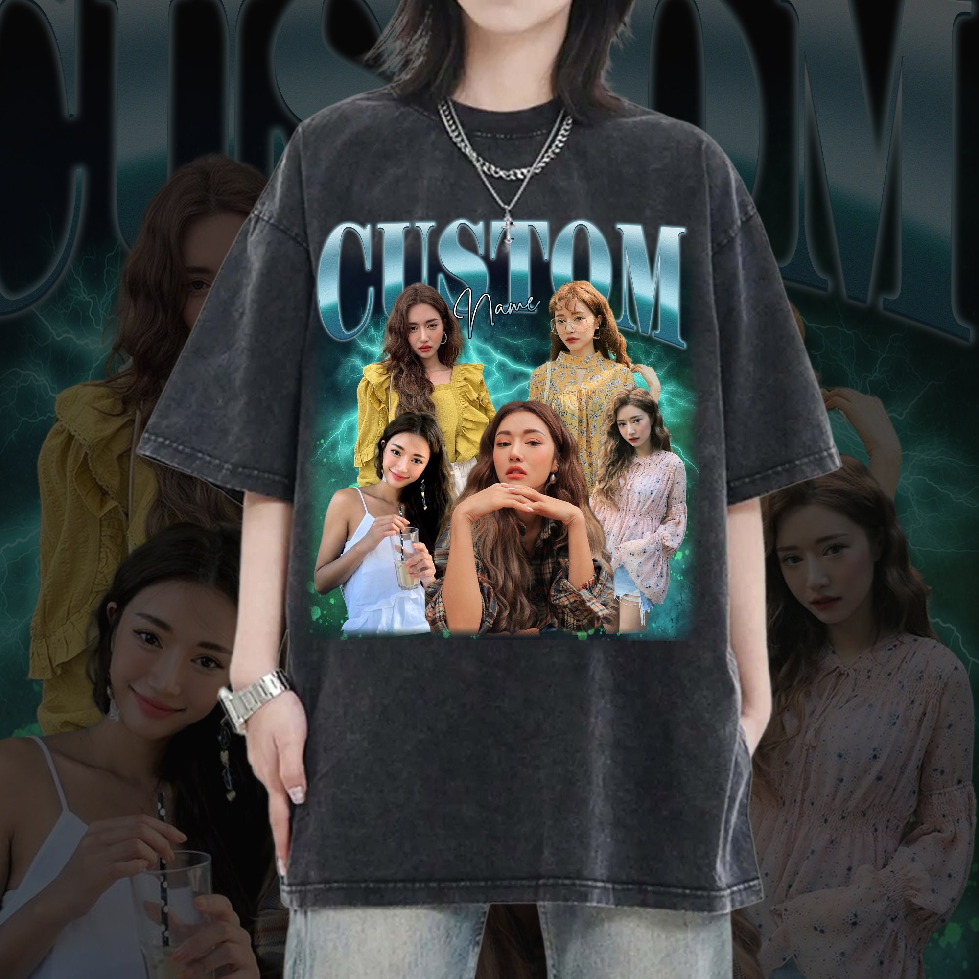 Custom Bootleg Rap Tee 90s Vintage Face & Photo Shirt Your Designs image 1