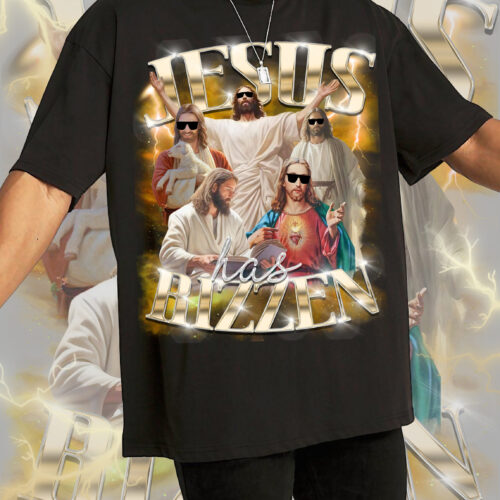 Jesus Has Rizzen Resurrection Sunday Retro 90s Graphic Bootleg Design Christian Easter for Sublimation Shirt image 0