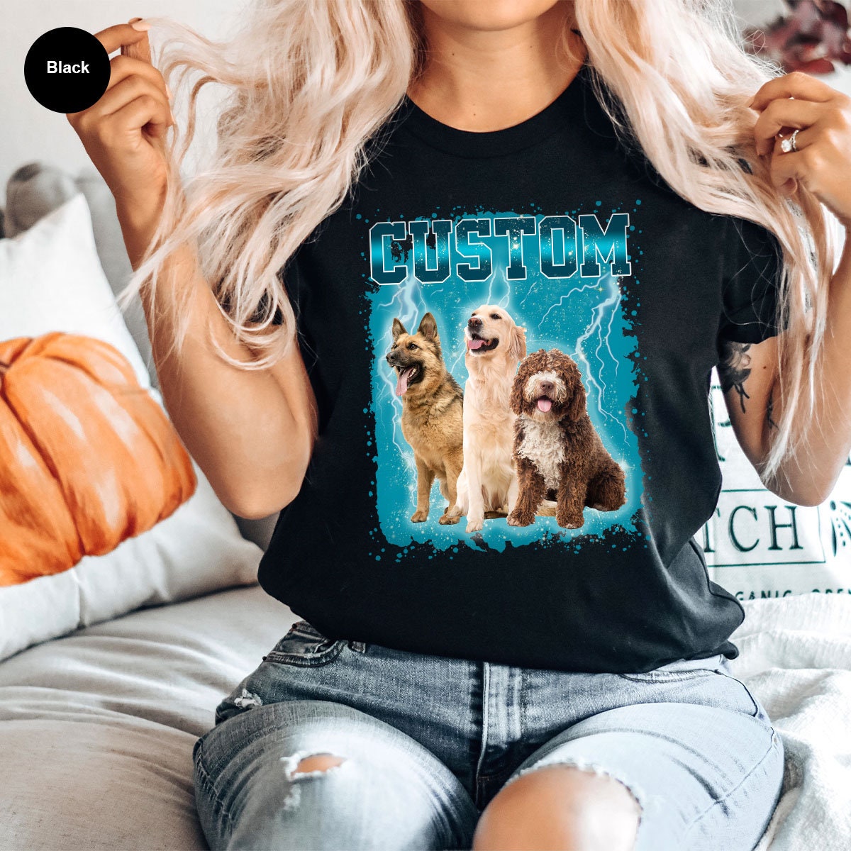 Custom Dog Graphic Personalized Bootleg Retro 90's Tee image 2