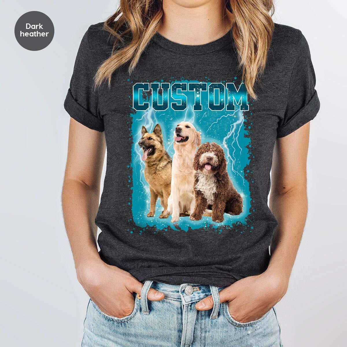 Custom Dog Graphic Personalized Bootleg Retro 90's Tee image 1