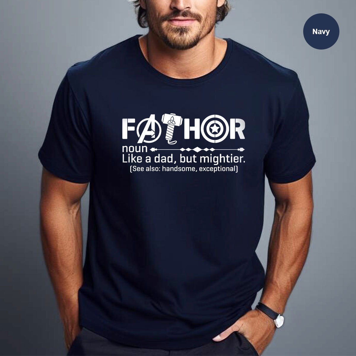 Fathor New Papa Daddy Father's Day Best Dad Ever Hero Shirt image 2