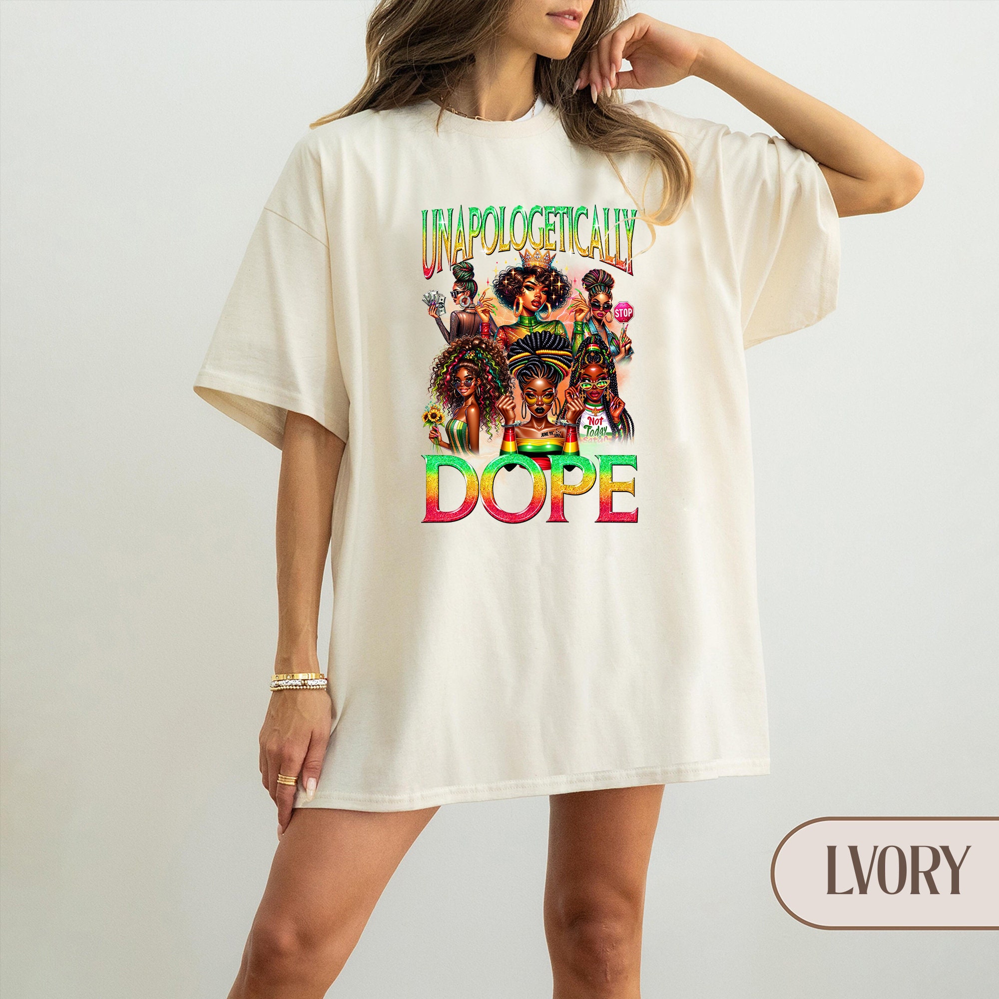 How can I customize the design of the Unapologetically Dope Juneteenth Bootleg Shirt image 3