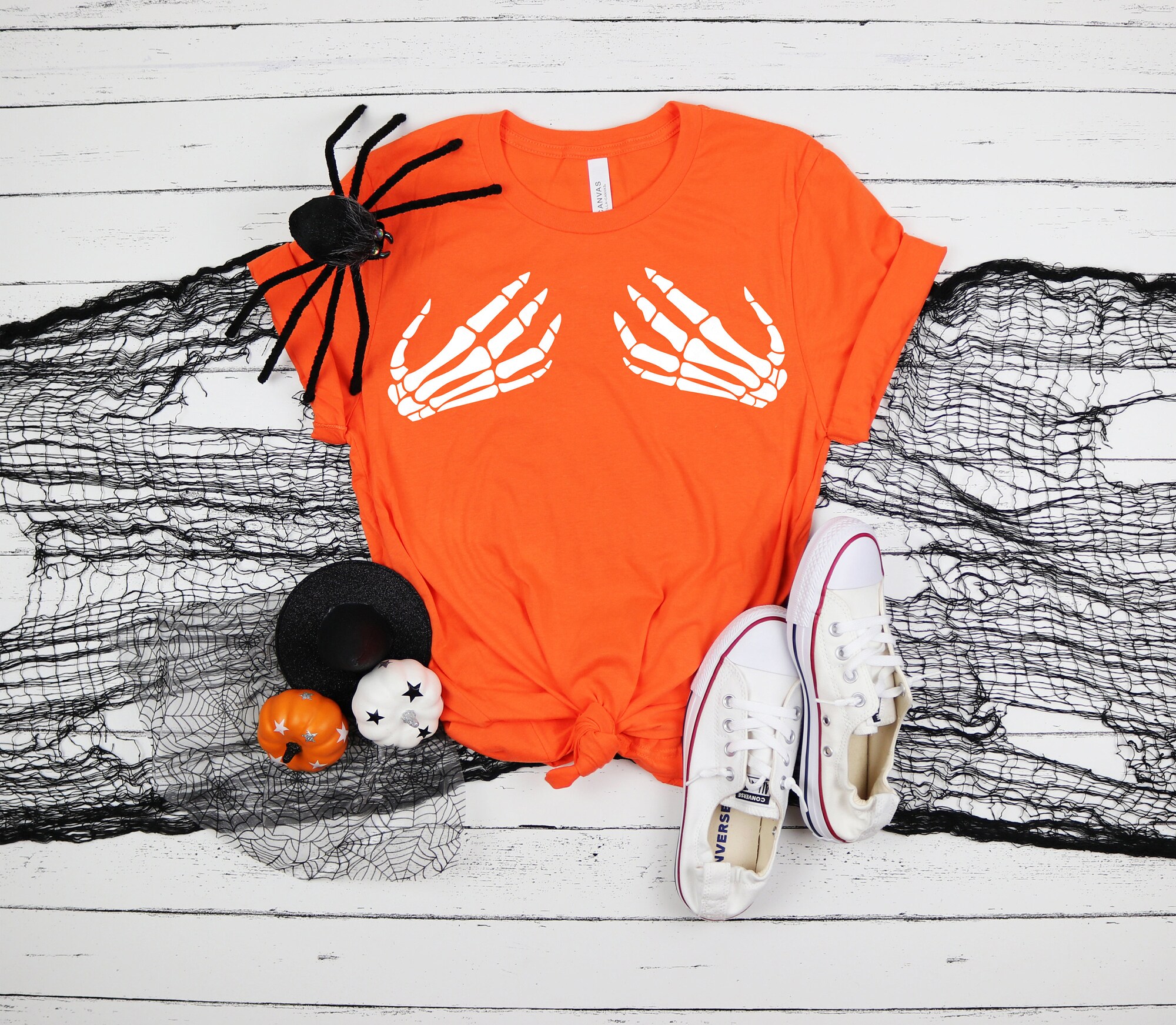 Skeleton Hand Shirts: Halloween Outfits Funny Fall Tee image 2