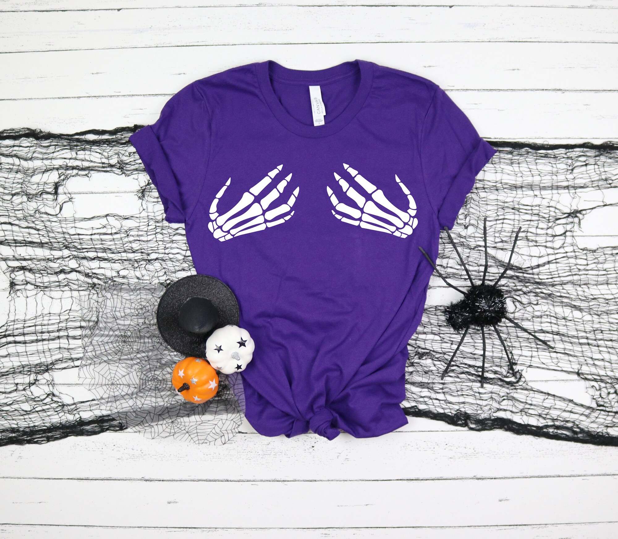 Skeleton Hand Shirts: Halloween Outfits Funny Fall Tee image 3