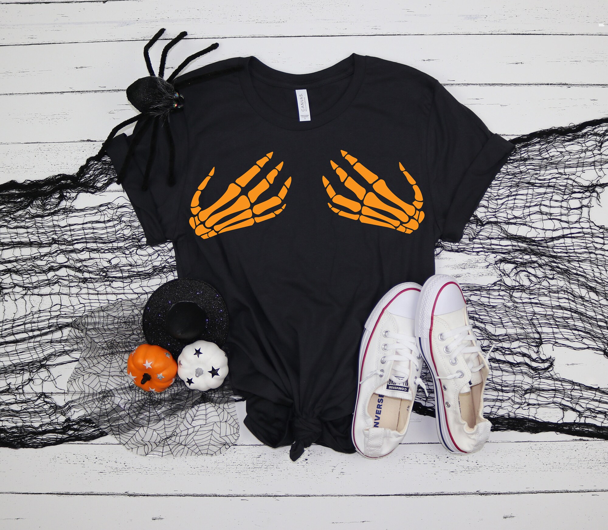 Skeleton Hand Shirts: Halloween Outfits Funny Fall Tee image 0
