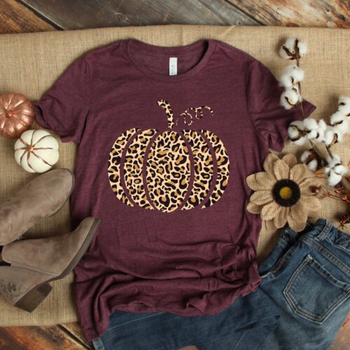 Leopard Pumpkin Shirt | Cheetah Pumpkin Shirt | Thanksgiving Thankful Fall Shirt image 0