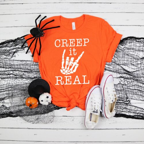 Creep It Real Shirt Funny Skeleton Hand Halloween T-Shirt image 0