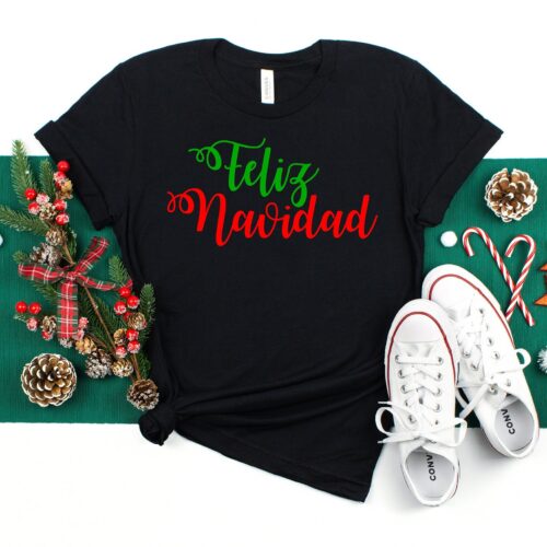 Feliz Navidad T-Shirt - Spanish Merry Christmas Tee image 0