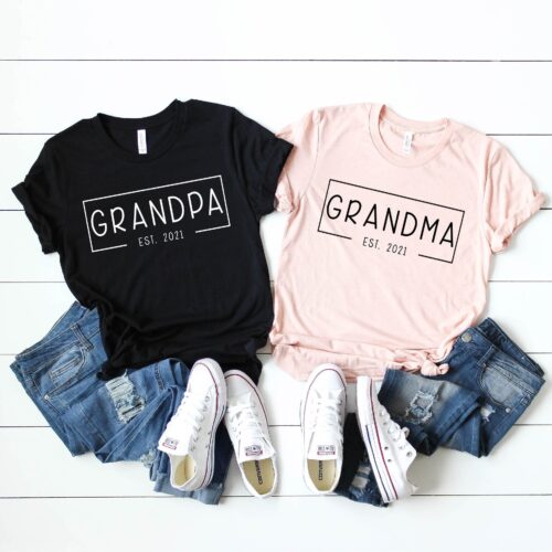 Grandma Established Shirt Grandpa Christmas Gift image 0