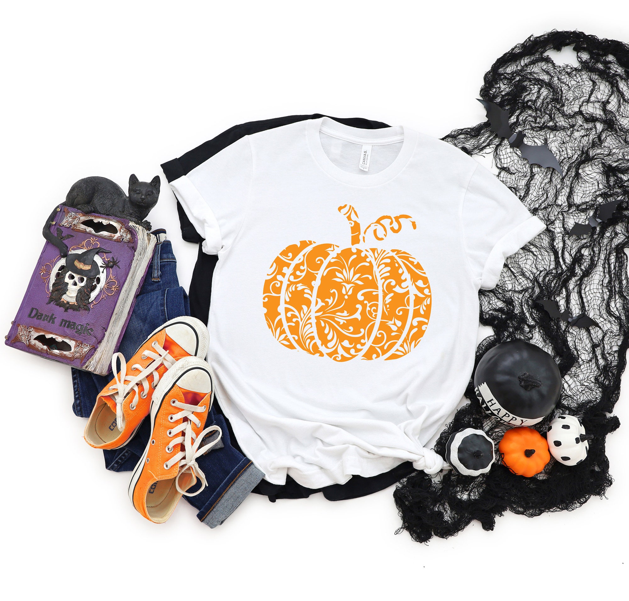 Orange Pumpkin Halloween Party Shirt image 2