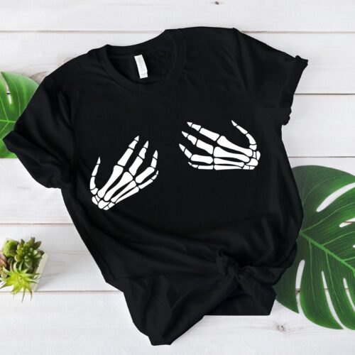 Skeleton Hand Bra Halloween Shirt image 0