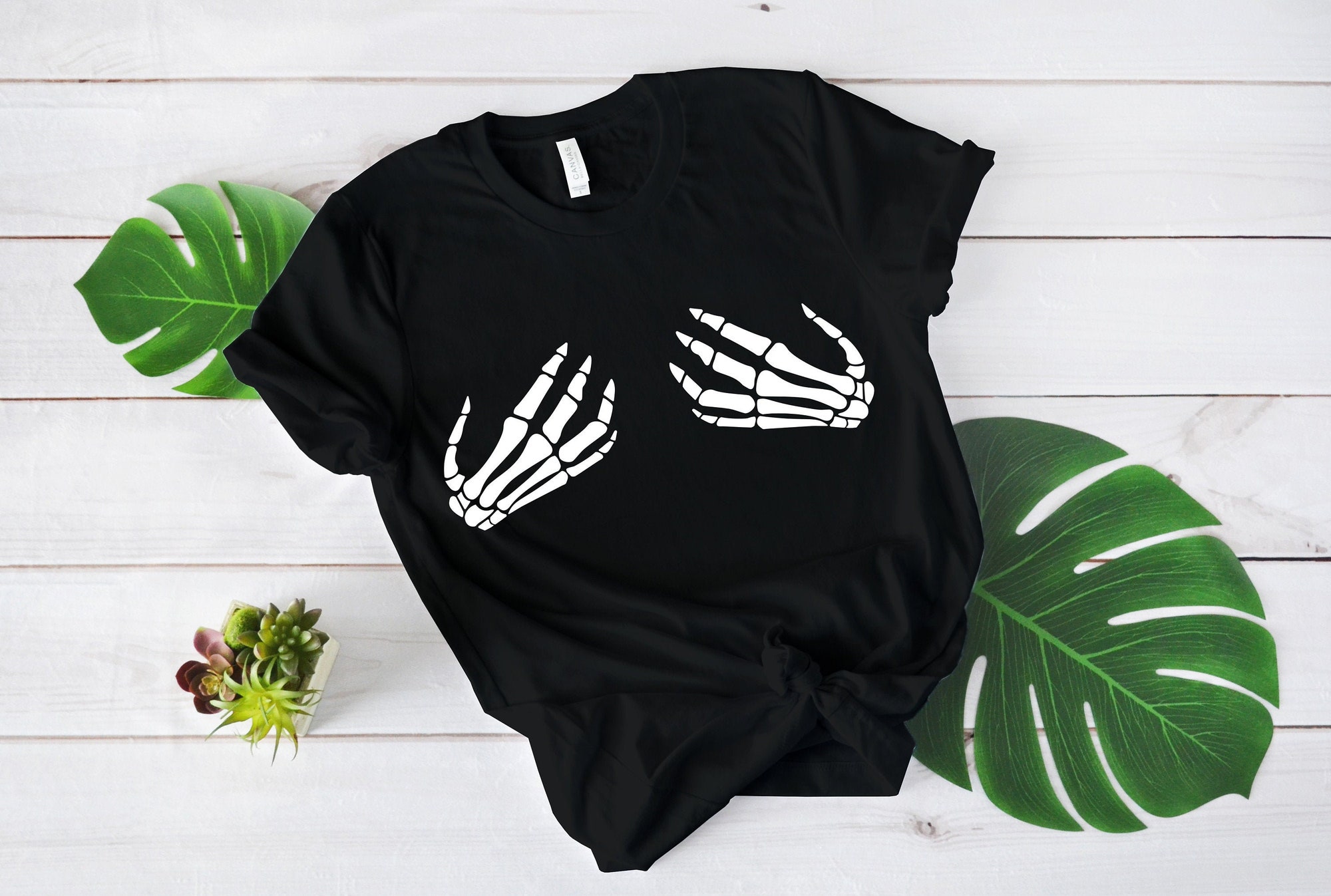 Skeleton Hand Bra Halloween Shirt image 0