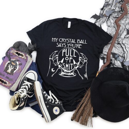 Fortune Teller Crystal Ball Shirt: Mystical Hand Witch Goth Halloween Gift image 0