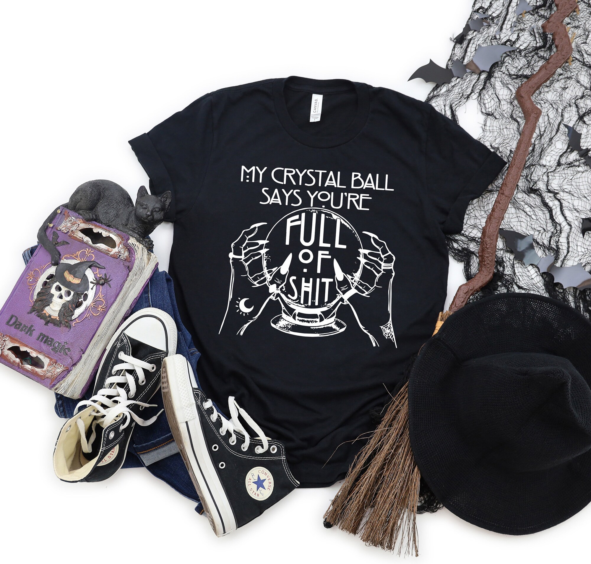 Fortune Teller Crystal Ball Shirt: Mystical Hand Witch Goth Halloween Gift image 0