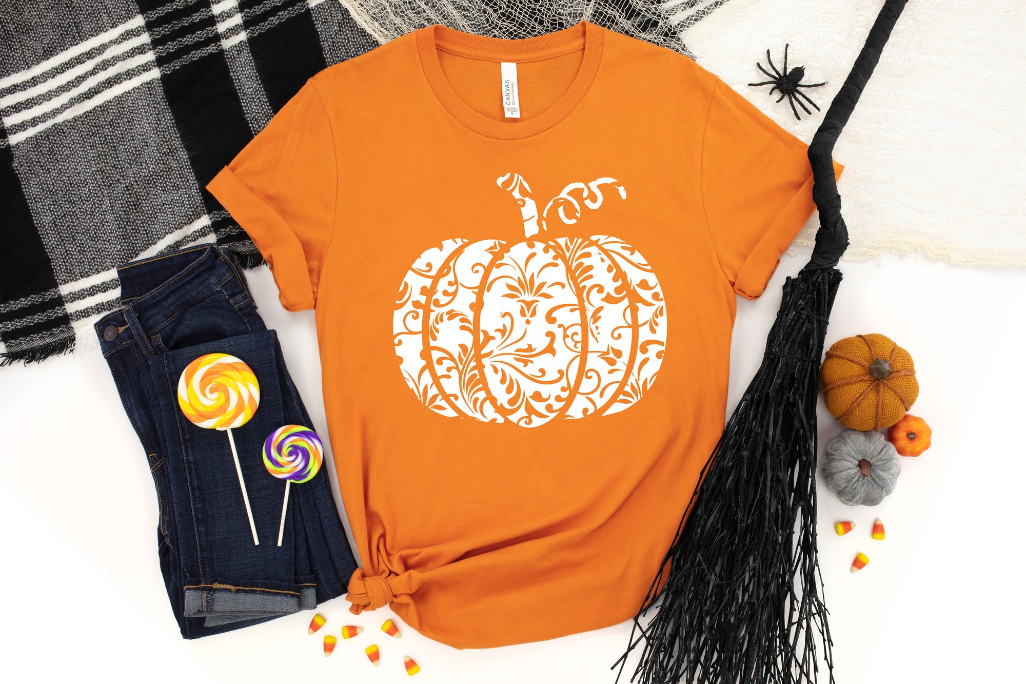 Orange Pumpkin Halloween Party Shirt image 3