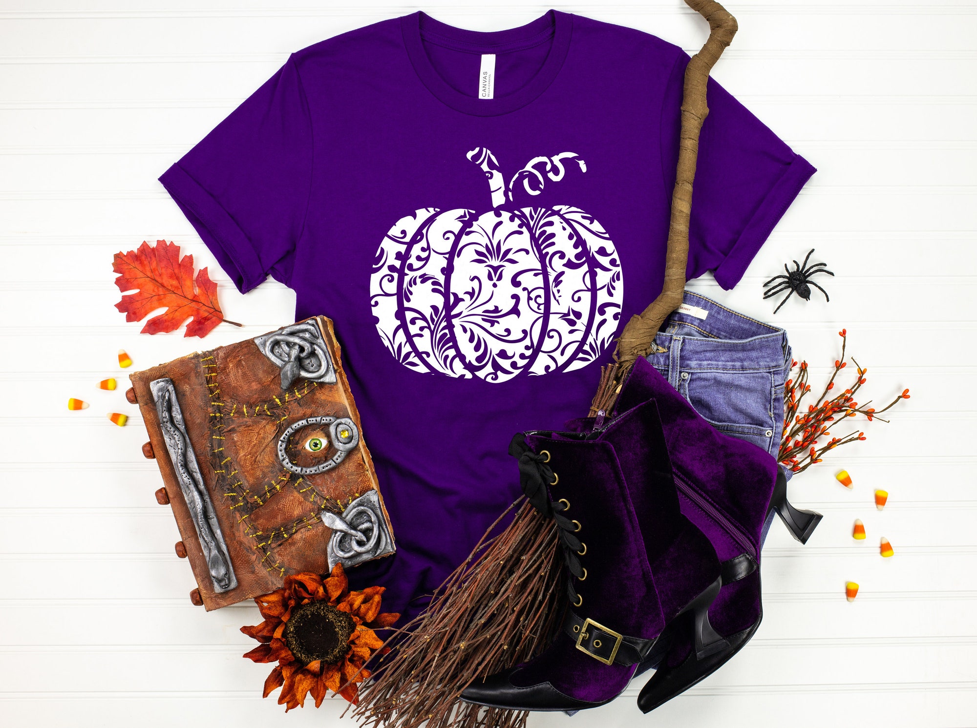 Orange Pumpkin Halloween Party Shirt image 1