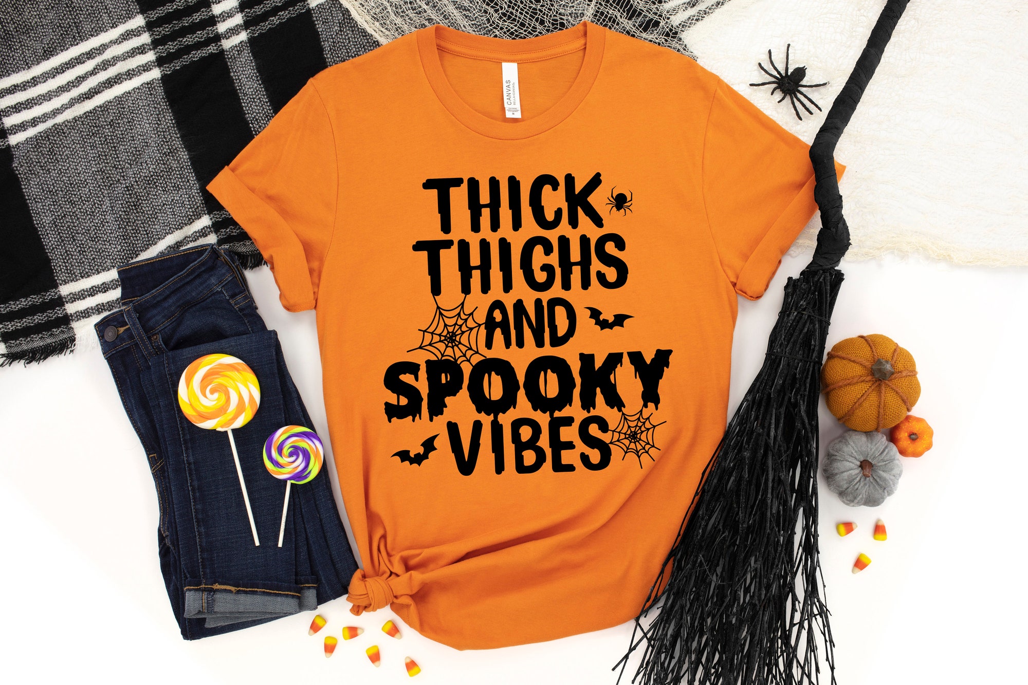 Thick Thighs Spooky Vibes Shirt: Funny Halloween Tee image 2