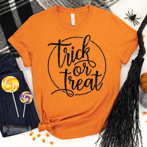 Trick or Treat Halloween Funny Halloween Shirts Witch Tee image 0