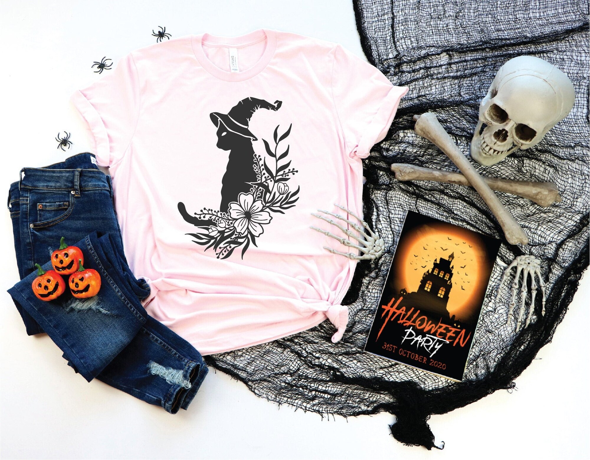 Black Cat & Witch: Quirky Halloween T-Shirt for a Magical image 0