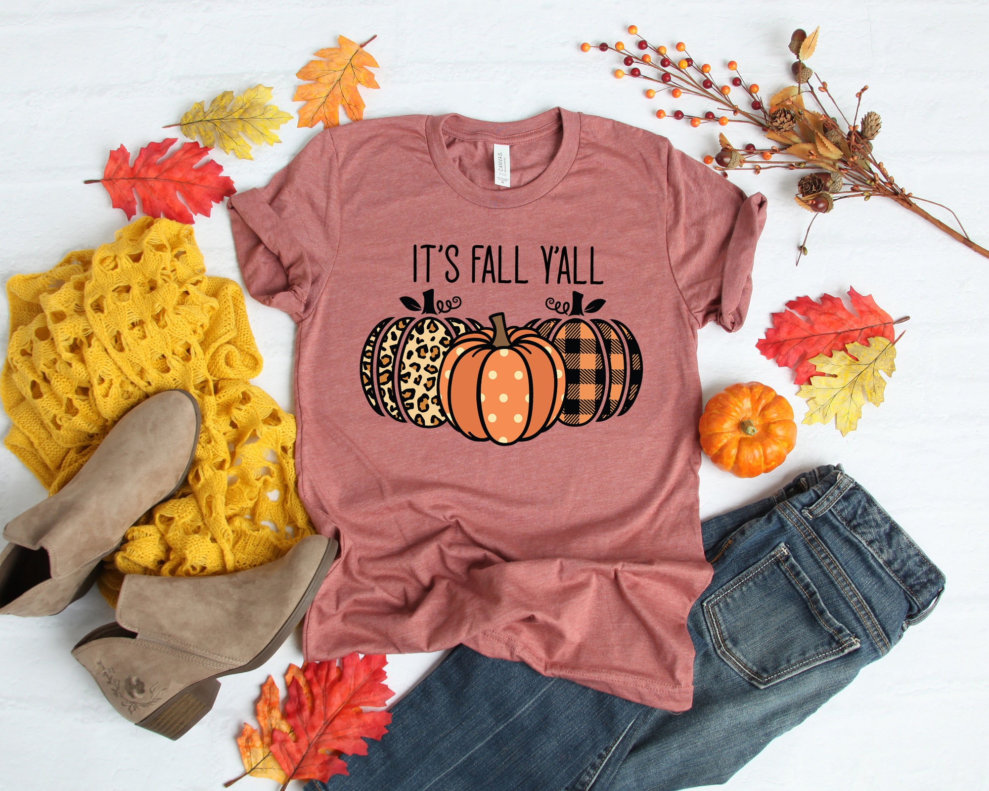 It's Fall Y'All Shirt: Happy Fall Y'All Thankful Grateful Blessed Buffalo Plaid Thanksgiving image 2