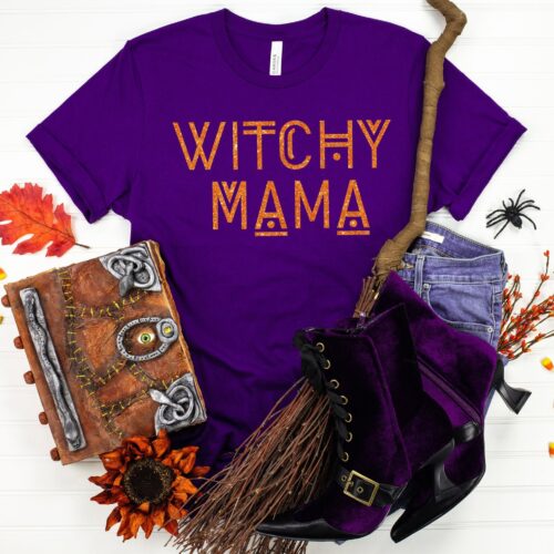 Witchy Mama Shirt Halloween Party T-Shirt Halloween Outfits Funny image 0