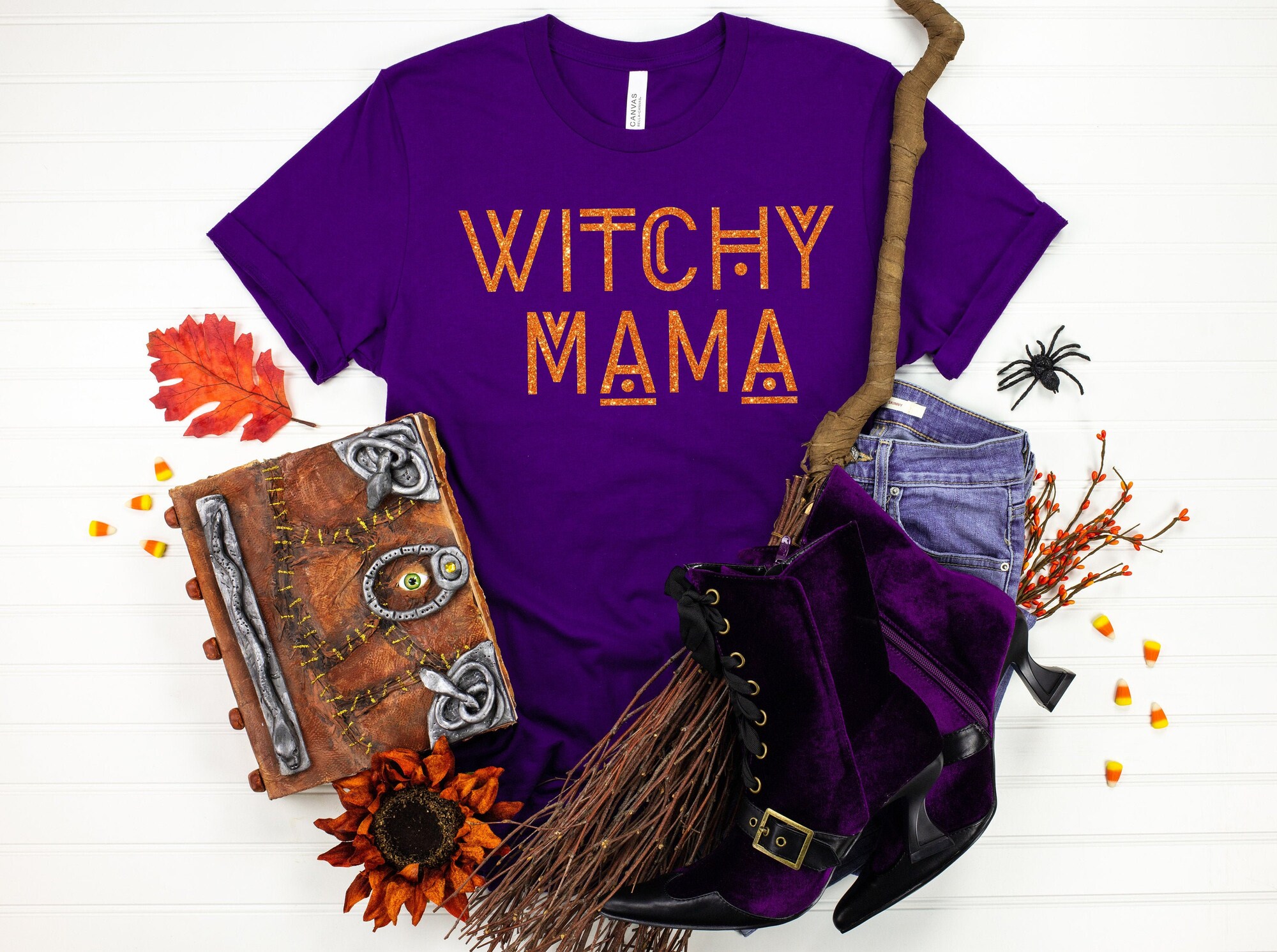 Witchy Mama Shirt Halloween Party T-Shirt Halloween Outfits Funny image 0