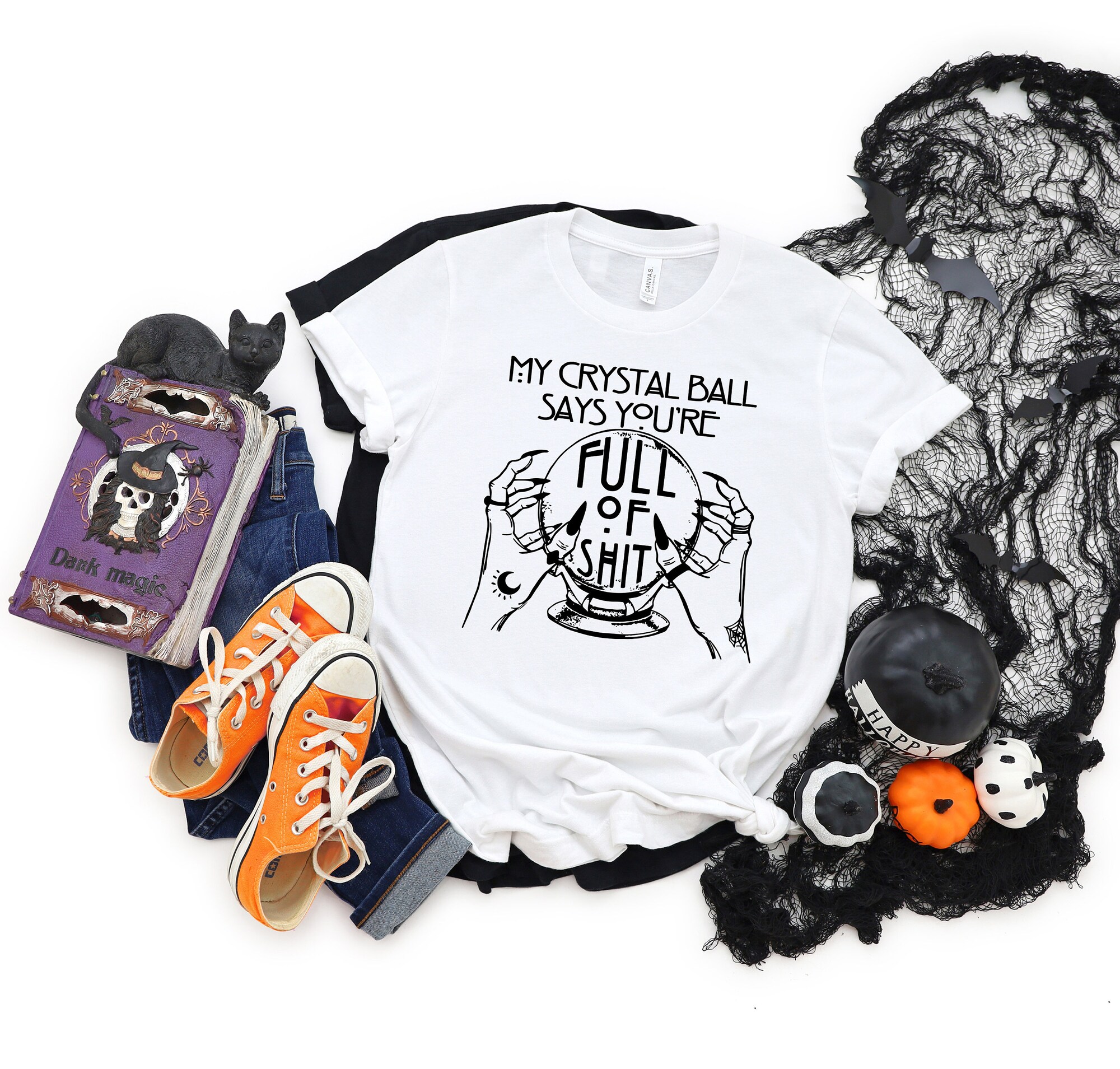 Fortune Teller Crystal Ball Shirt: Mystical Hand Witch Goth Halloween Gift image 3