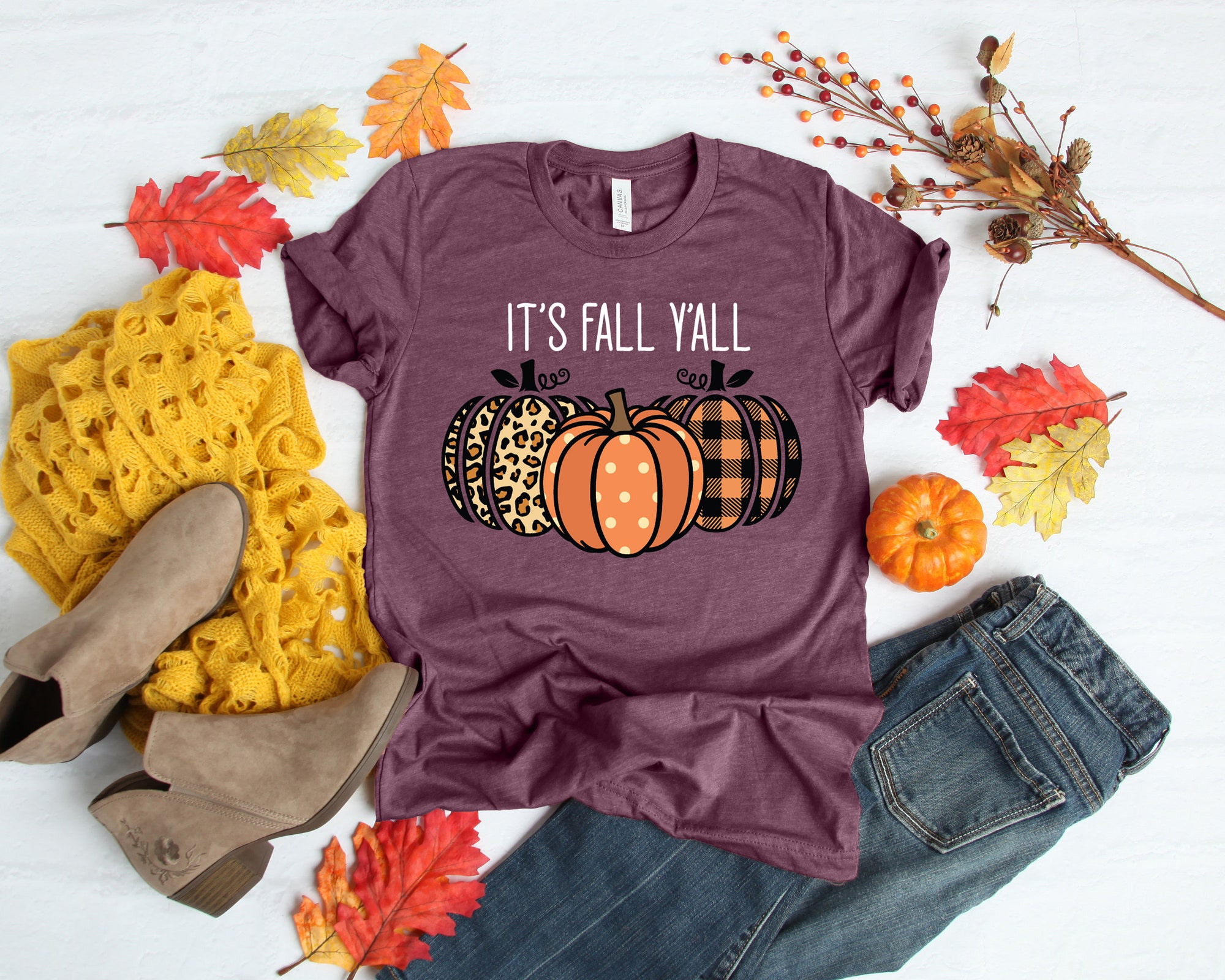 It's Fall Y'All Shirt: Happy Fall Y'All Thankful Grateful Blessed Buffalo Plaid Thanksgiving image 3