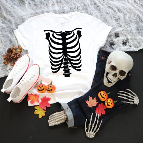 Skeleton Chest Shirt: Perfect for Halloween Party & Gift image 0