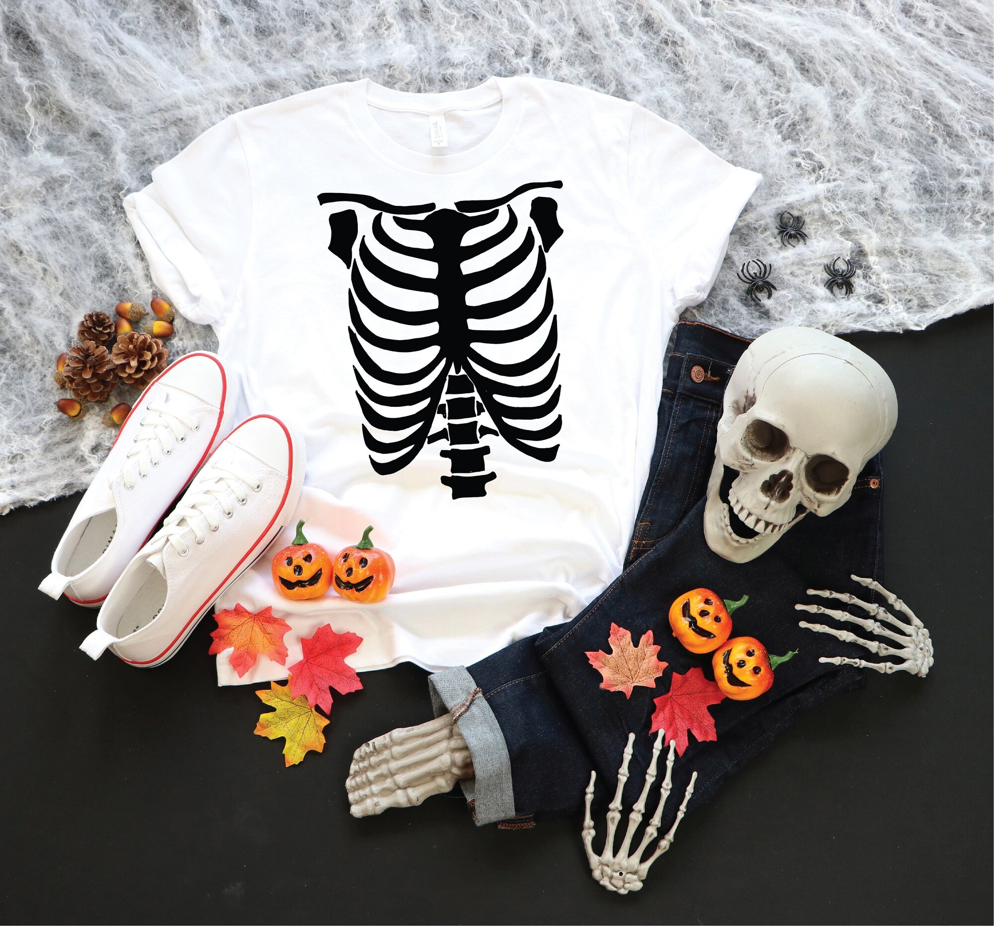 Skeleton Chest Shirt: Perfect for Halloween Party & Gift image 0