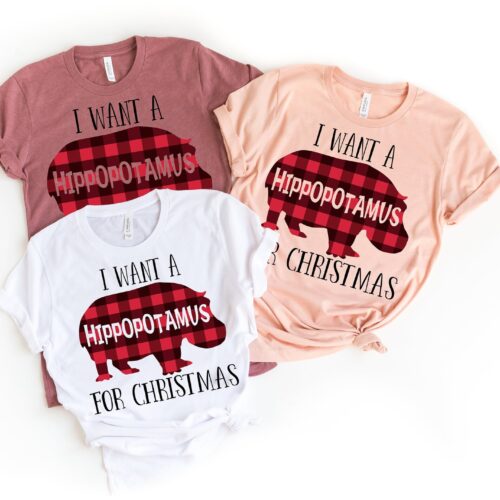 I want a Hippopotamus for Christmas, Hippopotamus Shirt, Christmas Shirt, New Year Shirt,Most Wonderful Time of The Year Shirt image 0