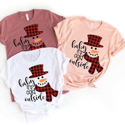 Baby It's Cold Outside Shirt: Snowman Merry Christmas New Year Tee image 0