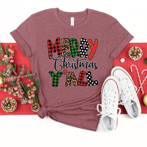 Merry Christmas Y'All Shirt | Love Y'All Holiday Family Tee image 0