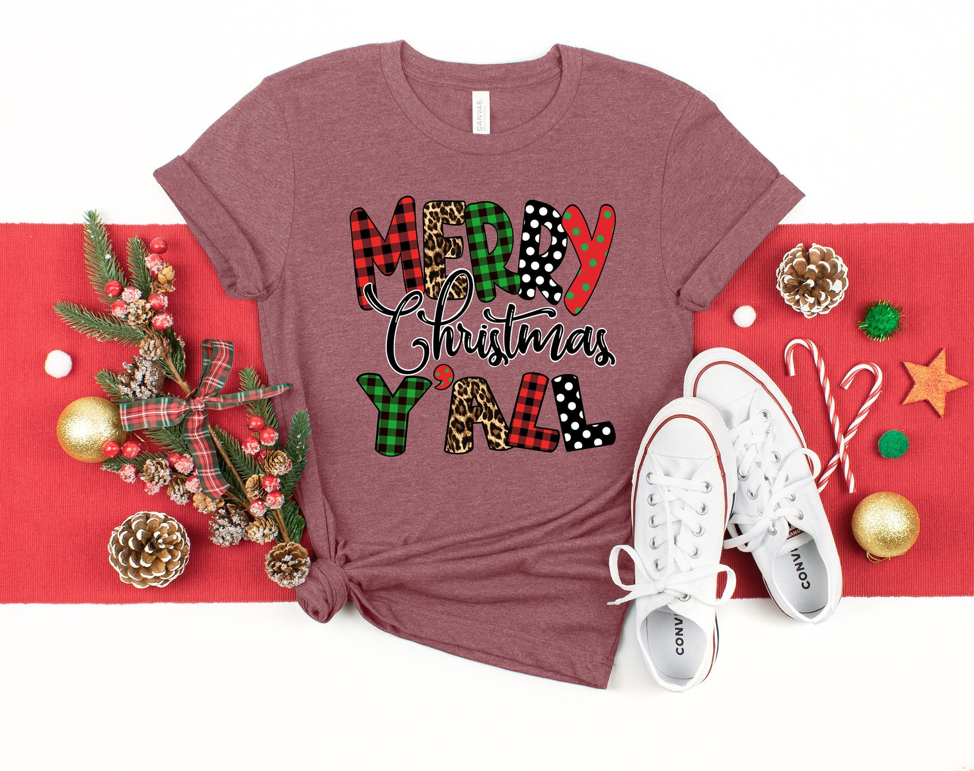 Merry Christmas Y'All Shirt | Love Y'All Holiday Family Tee image 0