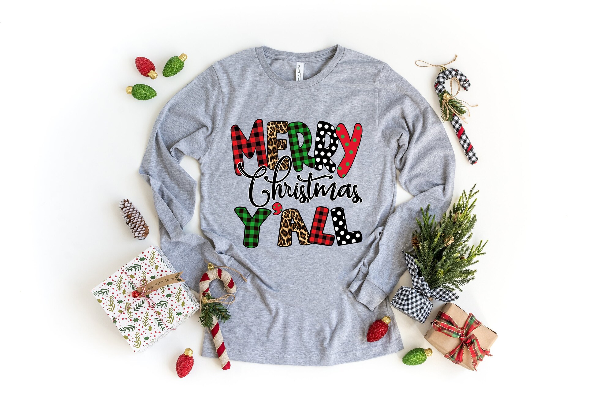 MERRY Christmas Y'All Shirt | Most Wonderful Time Of The Year Family Tee image 0