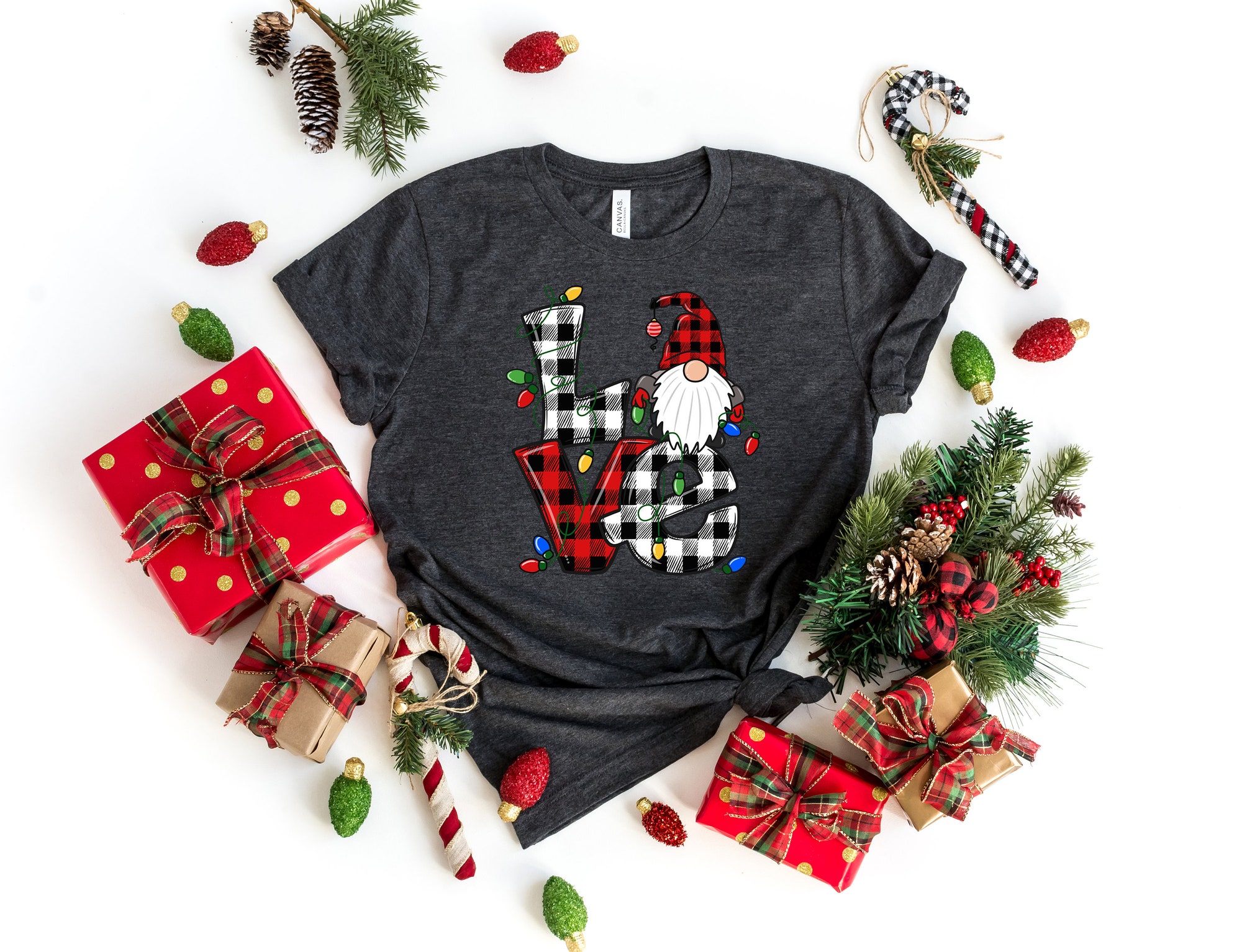 LOVE Christmas Gnome Shirt | Holiday Family Matching Tee image 3