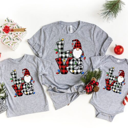 LOVE Christmas Gnome Shirt | Holiday Family Matching Tee image 0